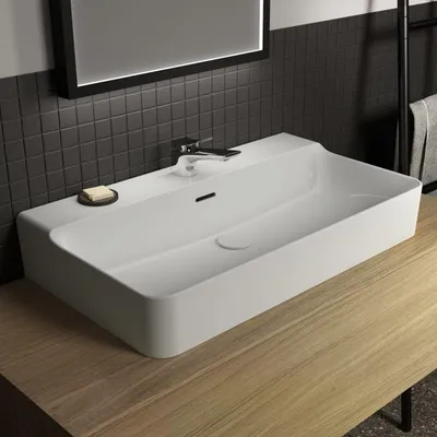 Immagine prodotto di Lavabo Ideal Standard Conca, 80 cm, con un foro per il rubinetto, con troppofilo, finitura satinata