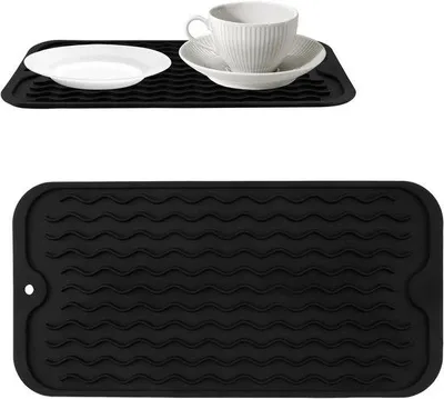 Image de Tapis égouttoir en silicone 30 x 15 cm - Résistant à la chaleur et antidérapant pour la cuisine et la vaisselle