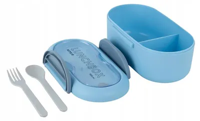 Zdjęcie produktu dla Lunchbox Śniadaniówka ze Sztućcami 1000ml NIEBIESKA KITE