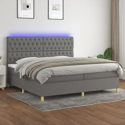 Produktbild von Maison Exclusive - Boxspringbett mit Matratze & LED Dunkelgrau 200x200 cm Stoff