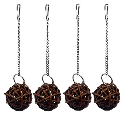 Image de Jouets pour oiseaux en bois, 4 pièces, fabriqués à la main, pour mâcher et grimper, adaptés aux perroquets, aux canaris, aux perruches et aux cacatoès