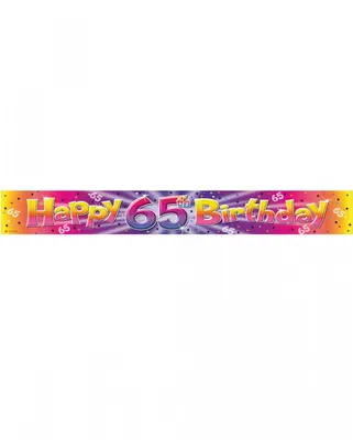 Produktbild von Happy Birthday Folien-Banner als Dekoration für den 65. Geburtstag
