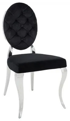 Produktbild von Casa Padrino Designer Esszimmer Stuhl Schwarz / Silber  ohne Armlehne - Designer Stuhl