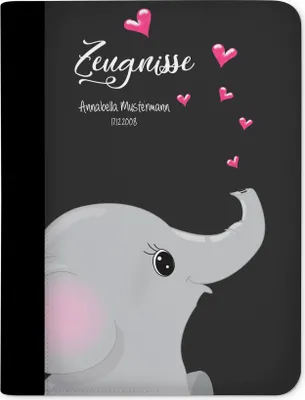 Produktbild von Zeugnismappe, Dokumentenmappe, Ordner A4, Elefant Schwarz