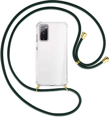 Produktbild von Handykette Backcover-Schutzhülle mit Band (Metall goldfarben) für Samsung Galaxy S20 FE / Lite - dunkelgrün