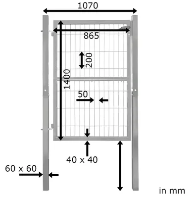 Produktbild von Gartentor Tor für Gartenzaun Zaun 140 cm hoch Gartentür aus Metall für Stabmattenzaun Abschließbar inkl. Pfosten Grün V2Aox