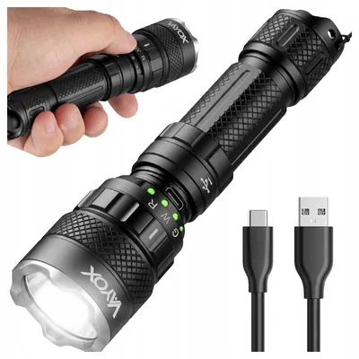 Zdjęcie produktu dla Vayox Latarka Taktyczna VA0099 Pro Series | 1500lm | SST40 15W 6500K | IP66 | 9 trybów | Czarna