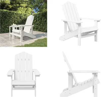 Image de vidaXL Chaise de jardin Adirondack en PE blanc - Chaise de jardin - Chaises de jardin - Chaise d'extérieur - Fauteuil de jardin