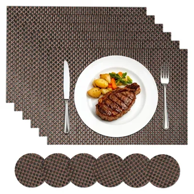 Productafbeelding van Set van 6 Wasbare Antislip Onderzetters en Placemats - Hittebestendig voor Binnen en Buiten