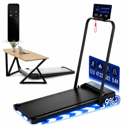 Productafbeelding van Sportfloww Loopband 1-12km/u – Walking Pad – Loopband Inklapbaar – Wandelband – Met Hellingfunctie – Incl. Tablethouder, Afstandsbediening en App, AI-gegenereerde afbeelding