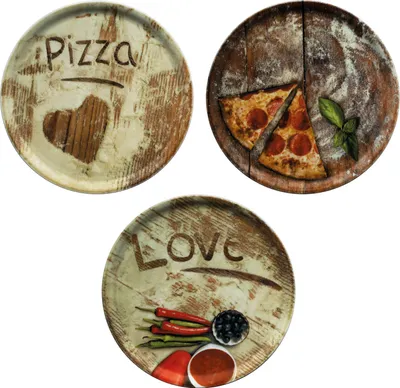 Produktbild von 3er Set Pizzateller Oliven-, Salami- & Lieblingspizza Ø 33,3cm Platte XL-Teller