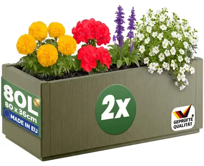 Productafbeelding van CASARIA® Buitenplanter Ethica, plastic, 2 stuks van 80 liter, 80x36x35 cm