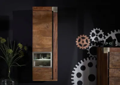 Produktbild von MASSIVMOEBEL24 Hängevitrine Mango 48x35x142 braun lackiert Amsterdam #12