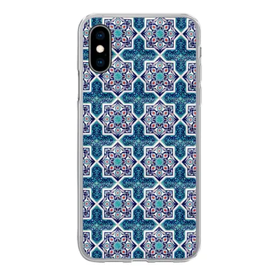 Produktbild von MuchoWow® Handyhülle Schutzhülle Hülle für iPhone X Ein marokkanisches Mosaikfliesenmuster, bei dem hauptsächlich die Farbe Blau verwendet wird Silikon Softcase Handy Hülle - Handyhülle