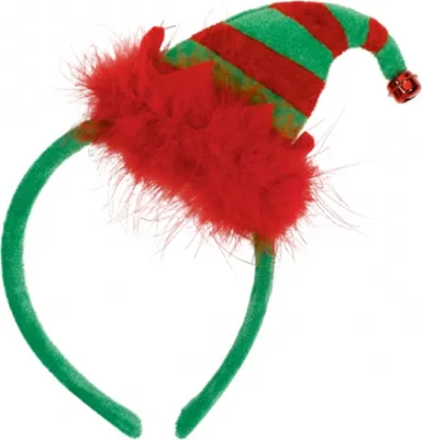 Produktbild von Haarreif "Weihnachtsmütze Elf" mit Glöckchen | Rot Grün