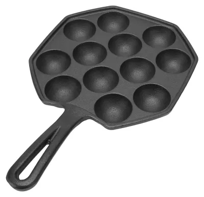 Image de Poêle à takoyaki à 12 alvéoles, revêtement antiadhésif, en fonte