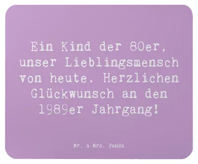 Produktbild von Mr. & Mrs. Panda Mauspad Spruch 1989 Geburtstag - Lavendeltraum - Geschenk, pc mausunterlage, Mouse Pad, computer, Mousepad, Geburtstagsgruß, Herzlichen Glückwunsch