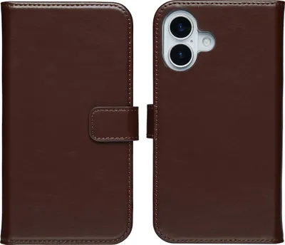 Immagine prodotto di Selencia Custodia a libro in vera pelle per iPhone 17 - Marrone
