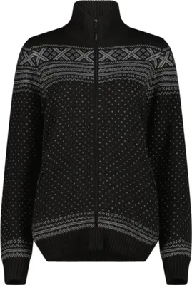 Produktbild von CMP Knitted Damen Sweat Jacke mit Wolle und Full Zip Reißverschluss schwarz 40