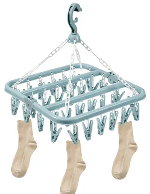 Produktbild von Socken Trockner Sockenhalter Wäscheklammern - 32 Klammern - Klappbar - Blau - Hängend