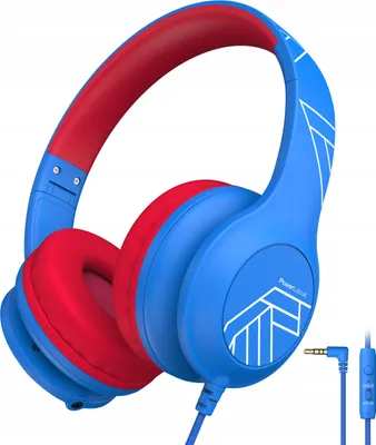 Image de Casque filaire pour enfants PowerLocus PLED Kids bleu et rouge