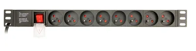 Produktbild von Gembird EG-PDU-014-F, 1U, Aluminium, Schwarz, 8 AC-Ausgänge, 3 m, 16 A