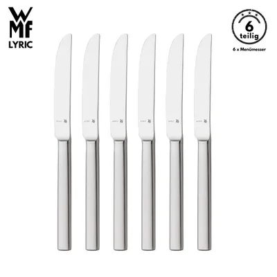 Produktbild von WMF Lyric Menümesser , 6-teilig, Cromargan® Edelstahl, geschmiedete Klinge, spülmaschinenfest, Tafelmesser, Messerset, Messer, Besteck set