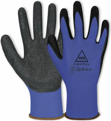 Immagine prodotto di HASE GUANTI DI SICUREZZA Guanti da lavoro in lattice Superflex, EN 388, EN 420, taglia 11, blu/nero