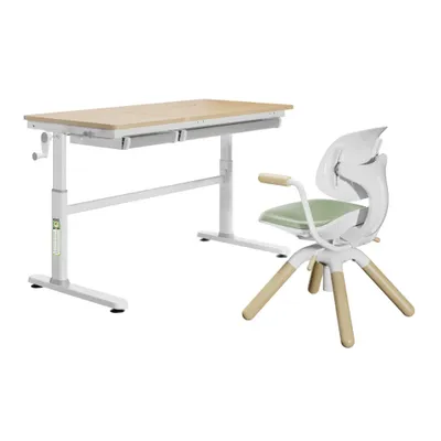 Produktbild von HOKO CELIN & LEVI Schülerschreibtisch höhenverstellbar 120x60 cm + Lernstuhl – ergonomisches Kinder Lern-Set