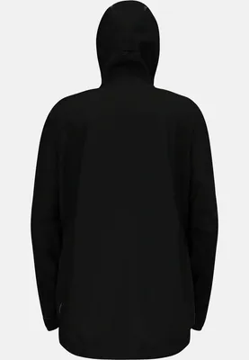 Schwarze Odlo X-Alp 3L Hardshell Jacke mit Kapuze von hinten gezeigt