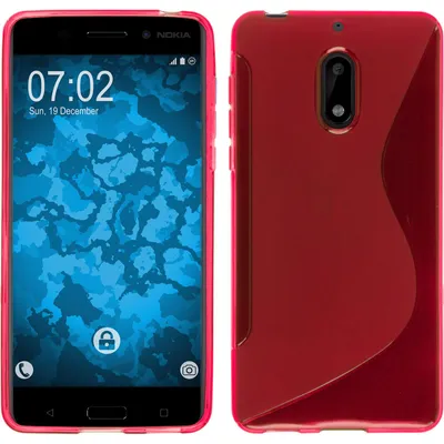 Produktbild von PhoneNatic Case kompatibel mit  Nokia 6 - pink Silikon Hülle S-Style + 2 Schutzfolien
