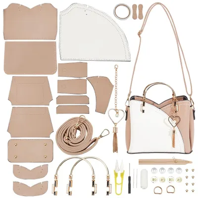 DIY PU Leder Handtasche Set – Satchel & Crossbody, Gold