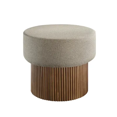 Produktbild von SalesFever Sitzpouf mit Stauraum | rund Ø 50 cm | Bezug Strukturstoff | B 50 x T 50 x H 43 cm | Walnuss – Braun