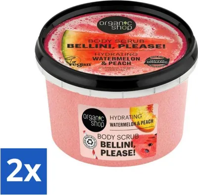 Obrázek produktu pro Organic Shop - Tělový peeling meloun & broskev - hydratace a svěžest - 250 ml - hodnotné balení - 2 kusy