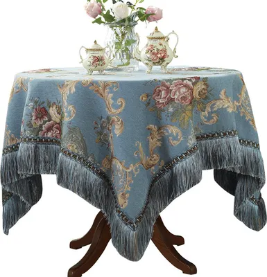 Produktbild von Tischdecke aus Chenille mit Quasten, Tischüberwurf, Couchtischüberwurf, Handtuch, staubabweisendes Gewebe