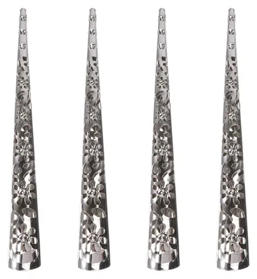 Image de 4 barrettes vintage à pince crocodile, couleur argent, en forme de fleur et de grande taille, idéales comme accessoires pour cheveux pour femmes et filles.