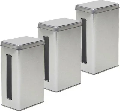 Immagine prodotto di Barattolo da cucina con finestra - 6x - 11 x 7 x 17 cm - Argento - Barattoli da cucina