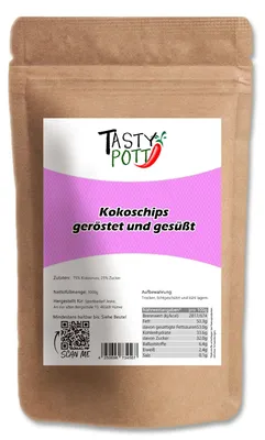 Produktbild von Tasty Pott Kokoschips geröstet & gesüßt - im Beutel - 1 Beutel