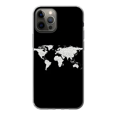 Produktbild von MuchoWow® Handyhülle Schutzhülle Hülle für iPhone 12 Pro Weltkarte - Muster - Schwarz Silikon Softcase Handy Hülle - Abdeckung