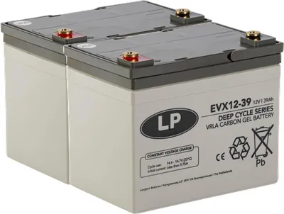 Produktbild von 2x Landport LP EVX12039 12V 39Ah Deep-Cycle AGM-GEL Batterie