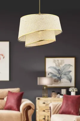 Produktbild von Opviq, Barette Hazeran - Cream, Gold, Kronleuchter, Creme, METALLKÖRPER, 32 x 32 x 65 cm
