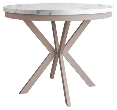 Produktbild von MIRJAN24 Tisch Edder 90, Esszimmer Tisch, Beine aus Stahl (Farbe: Cashmere / Bianco Marmor)
