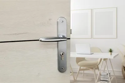 Image de Ensemble de poignées pour porte d'entrée Mirella2 trou de cylindre, carré 7mm, entr'axes 195mm, chromé brillant/satiné - THIRARD