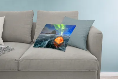 Produktbild von MuchoWow® Zierkissen Sofakissen Wohnzimmer Dekokissen 60x40 cm Nordlichter - Zelt - Eis - Skandinavien - Kopfkissen - Polster mit Foto