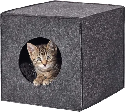 Productafbeelding van Kattenhol - vilt - opvouwbaar - met kussen - 33 x 33 x 37 cm - donkergrijs