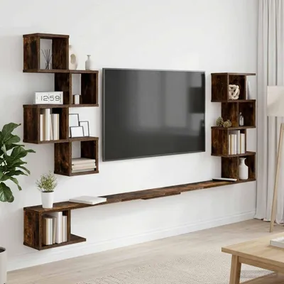 Imagen del producto de Maison Exclusive - Estante de pared para televisión, roble ahumado, 180 x 15 x 94 cm