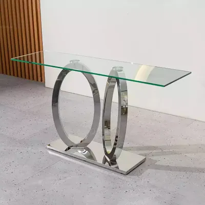 Obrázek produktu pro Designový konzolový stolek Konzolové stolky z nerezové oceli se skleněným designem