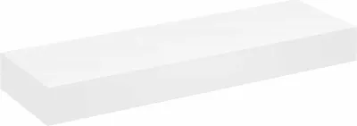 A white rectangular shelf on a white background.