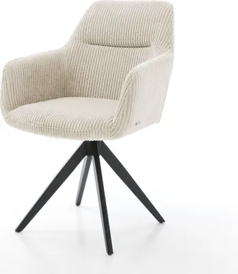 Produktbild von DELIFE Esszimmerstuhl Pejo-Flex Cord Beige Kreuzgestell kantig Schwarz Taschenfederkern