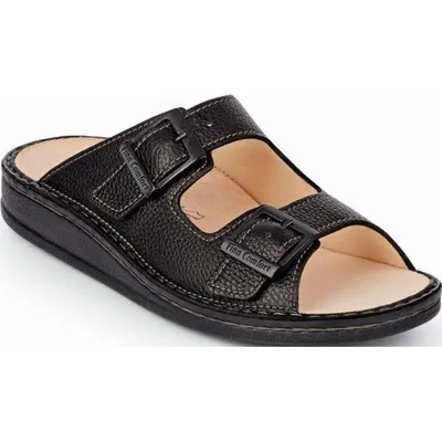Produktbild von Finn Comfort Leros Herren Pantolette, Leder, Schwarz, NEU - Herrenschuhe Sandale / Pantolette, Schwarz, leder (bison)